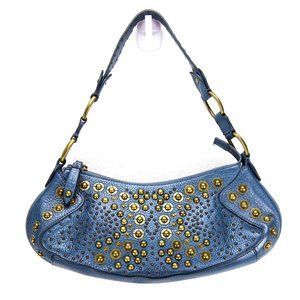 Cole Haan Leather Vintage Blue Studed Purse